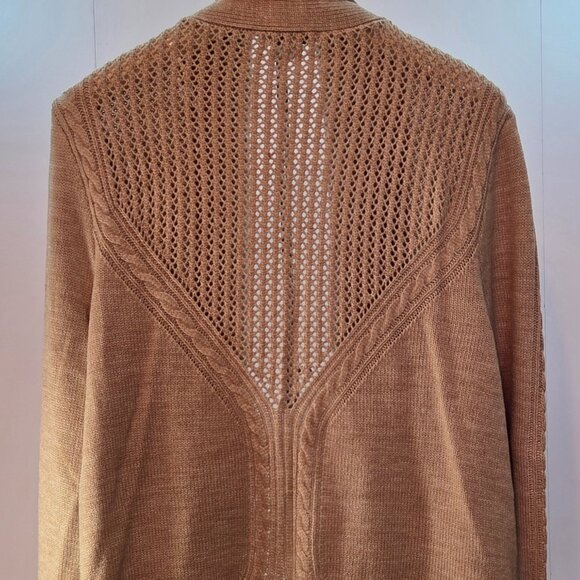 NWOT - Notations Open Front Cardigan, 2X, Tan Cable Knit Sweater, Never Worn - Picture 2 of 10